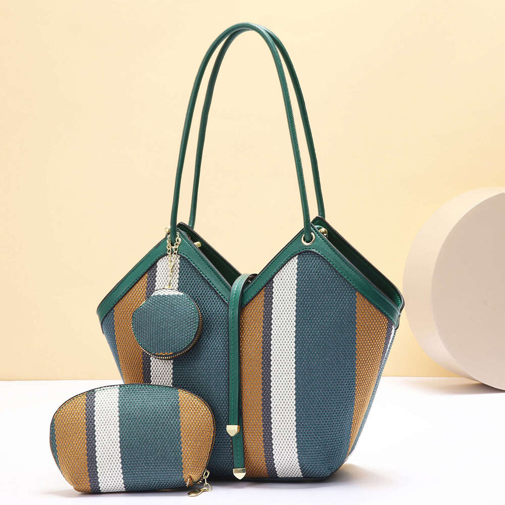 Taizhou large capacity women s shoulder bag fashionable color blocking trendy and atmospheric handbag versatile bags