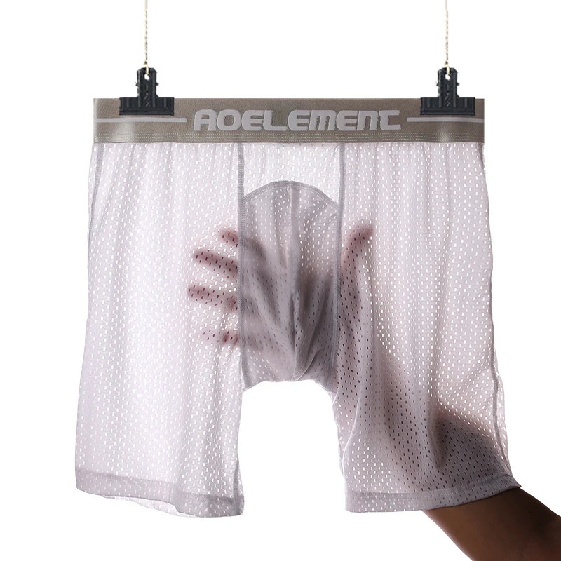 3pc Mens long sports briefs anti-wear leg large size ice silk boxers 250520