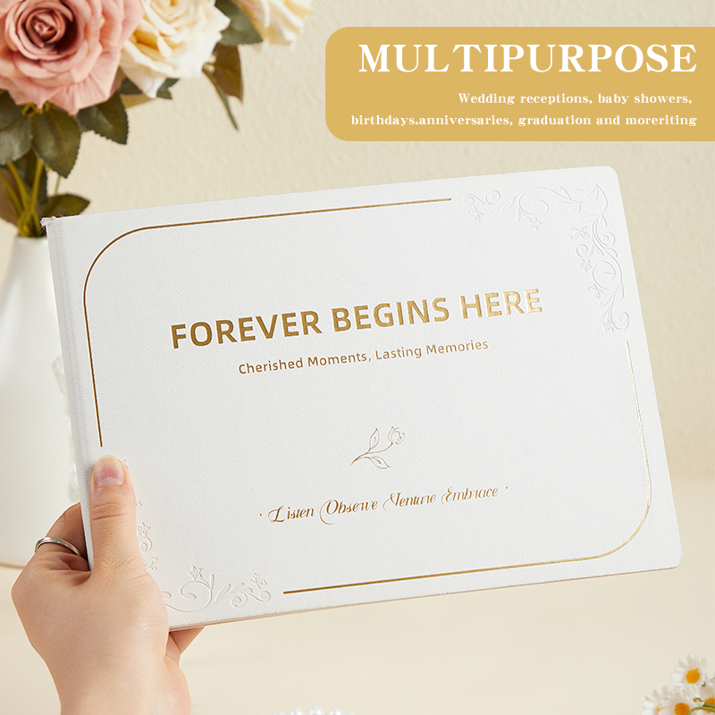 B5 Guest Books Party Planner Supplies Wedding Leather Cover Alternative Photo Album Wedding Guest Book