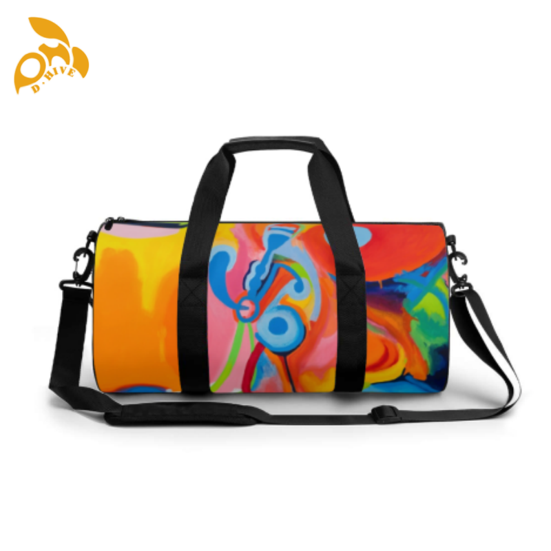 Free delivery: Designer custom round beige, white and black semi-long lightweight round sports bags