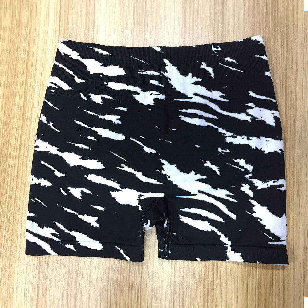 Seamless Knitted Printed Camouflage Yoga Outdoor Running Fitness Tight Waist and Hip Lifting Sports Shorts for Women