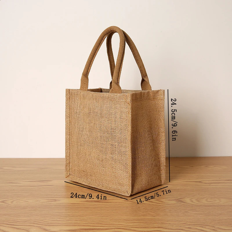 Jute Ladies Tote Bag Laminating Blank Shopping Bag Can Painting DIY Large Capacity Open Handbag 250516
