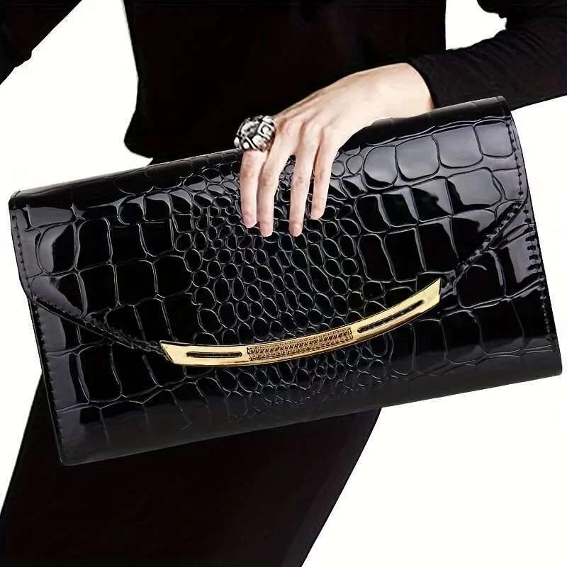 Patent Leather Women's Large Capacity Chain Clutch Single Shoulder Straddle Bag
