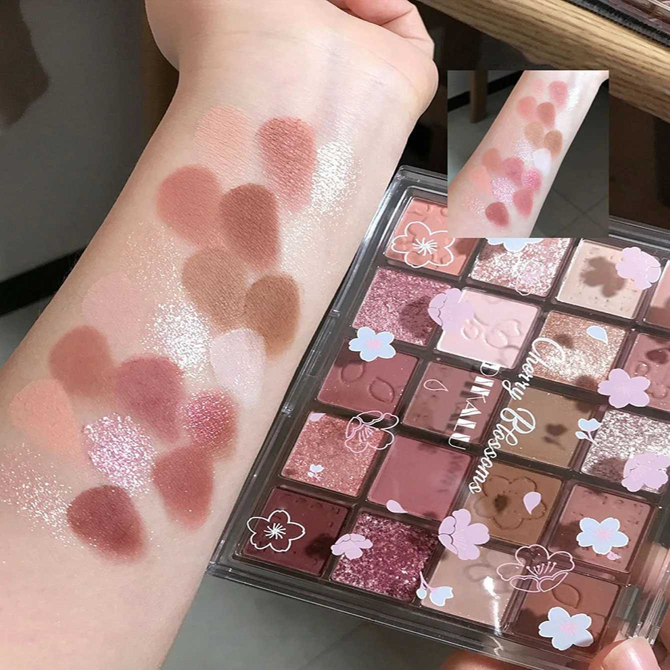 DIKALU Evening Cherry Dance Eyeshadow Tray 20 Color Large Plate Pearl Matte Bright Milk Tea Color Affordable SpringXJ250520