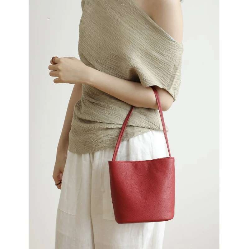New Genuine Leather Shoulder Bucket Crossbody Bag