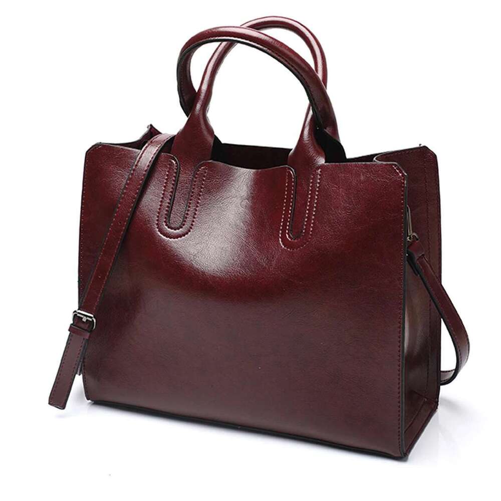 New Women's Business Casual Handbag Simple Retro Large Capacity Pu Leather Shoulder Crossbody Bag