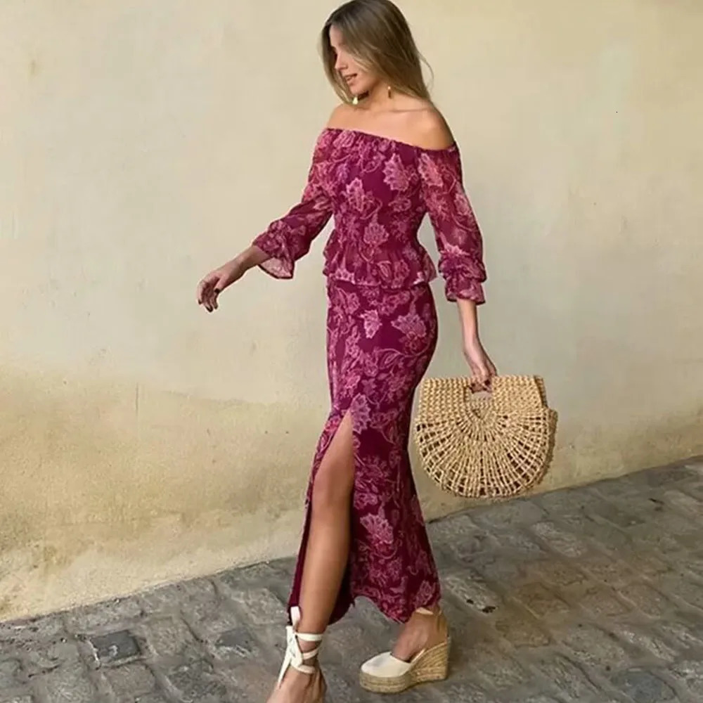 Autumn fashionable womens clothing casual and elegant retro European and American printing set 250520