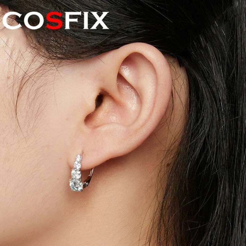 COSFIX Moissanite Hoop Earrings for Women 0.5ct White Women Moissanite Hoop Earrings Luxury Womens Moissanite Hoop Earring