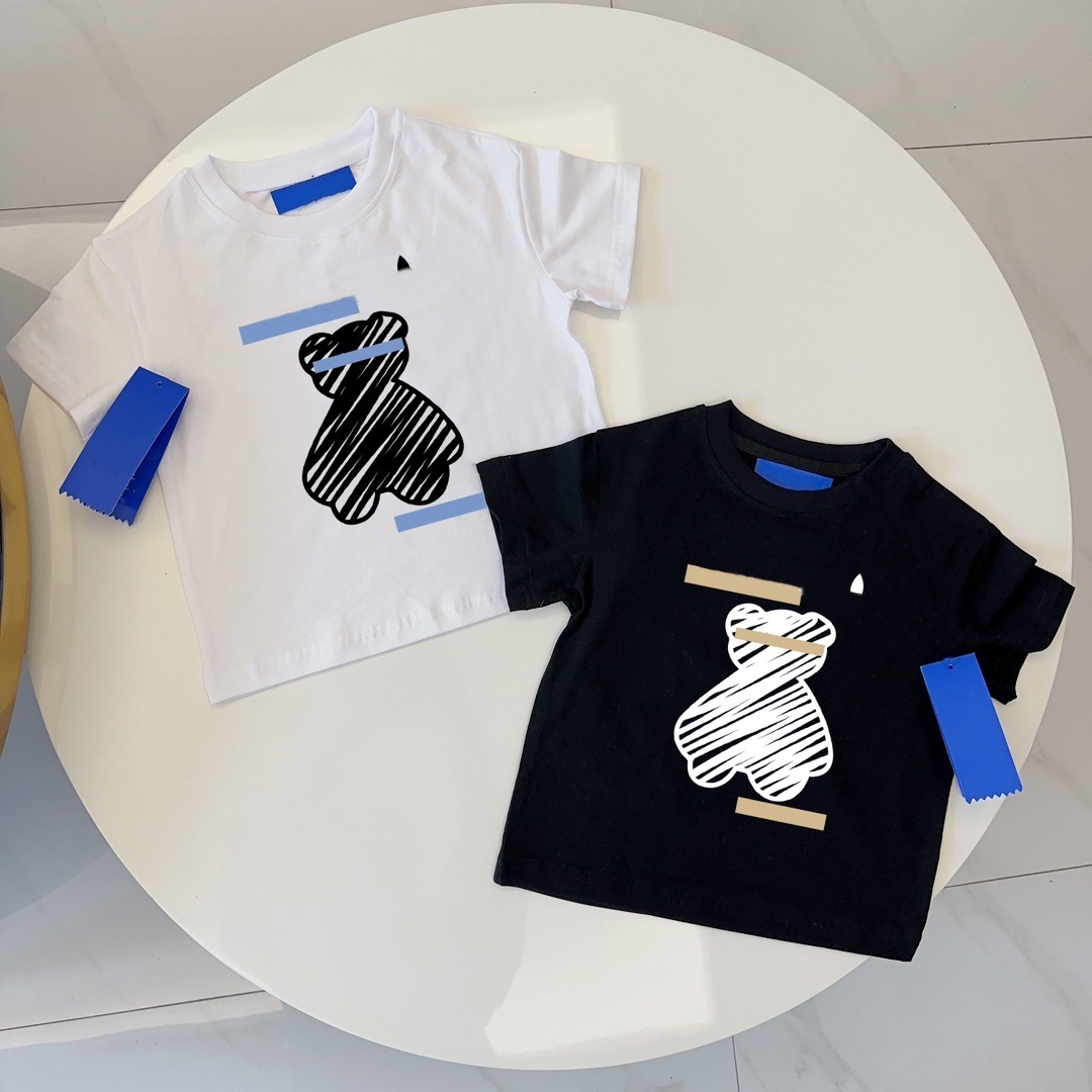 Kids Basic Short Sleeve T-Shirts Soft Cotton Tops for Boys and Girls Casual Round Neck Tees for Toddlers Children Available in Black White y250607ALPN