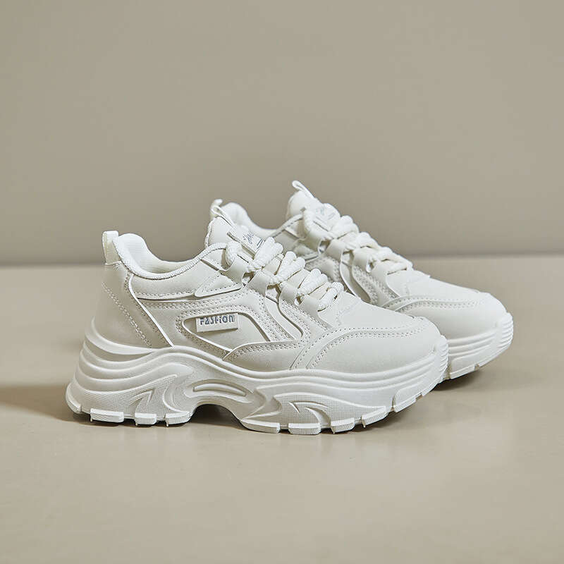 2024 autumn new breathable student sports height increasing casual ins Korean version leather low top dad shoes female 8821