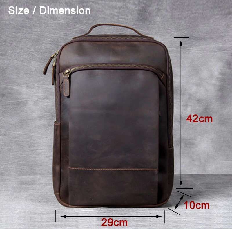 Vintage Crazy Horse Genuine Men Backpack Laptop Leather Daily Bagpack Male Rucksack Trave Hiking Knapsack Large