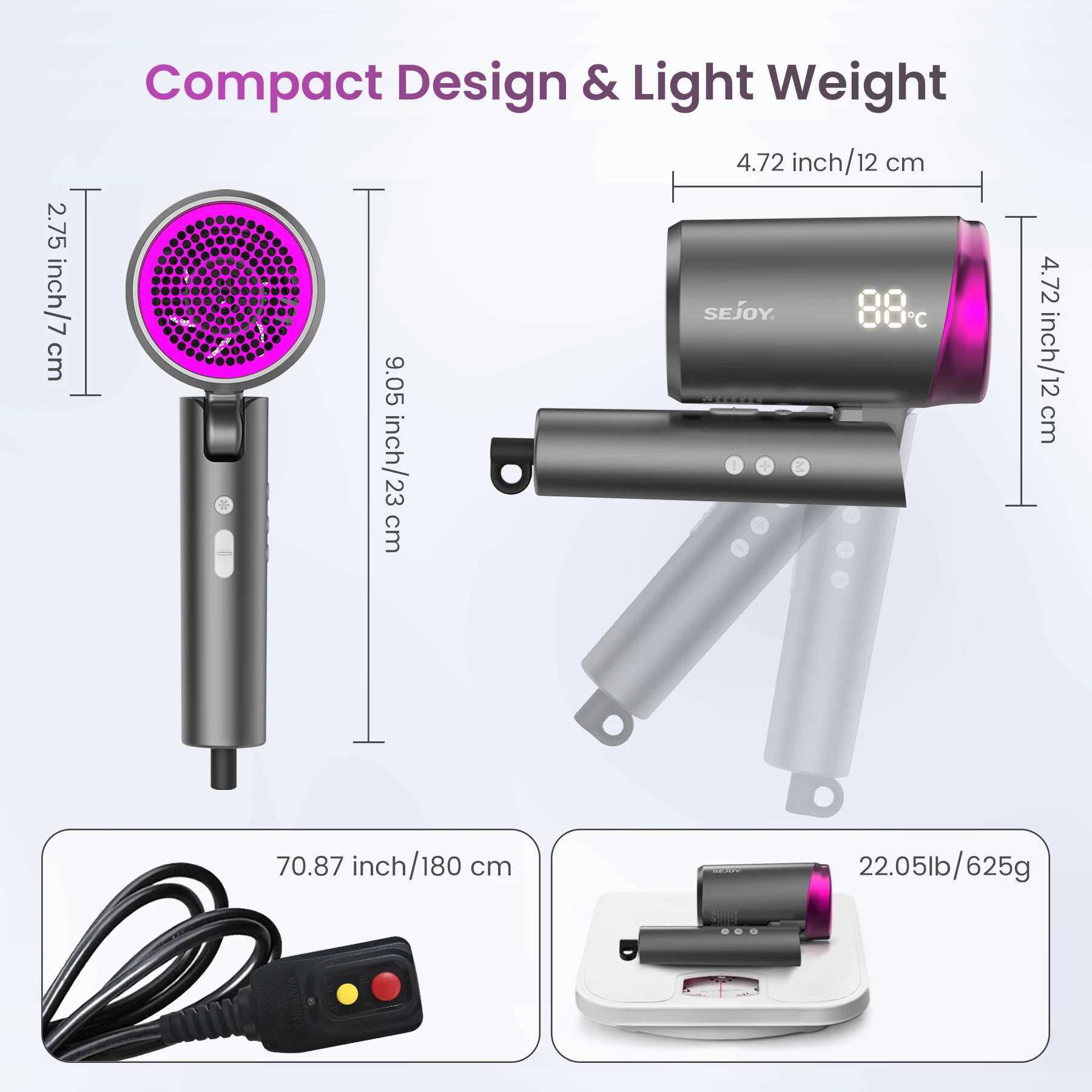 Sejoy Hair Dryer 110v 1800W High-Speed Electric Turbine Airflow Low Noise Constant Temperature And Quick Drying for Home z250520