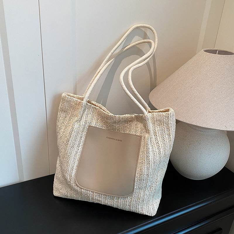 Free Delivery Designer Bag 2025 Summer Straw Woven Bag For Women Sweet Weaving Large Capacity Tote Simple Small Fresh Single Shoulder Bag Trendy Luxur