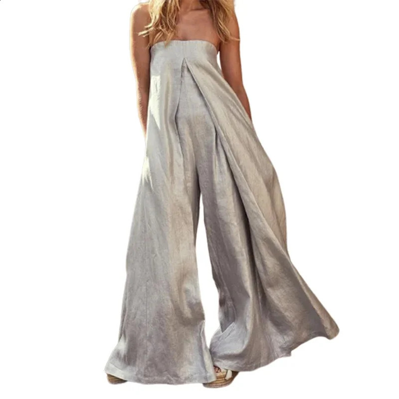 Womens Strapless Pants Jumpsuits Summer Wide Leg Tube Party Clothes One Piece Outfit Ropa De Mujer Ofertas 250519