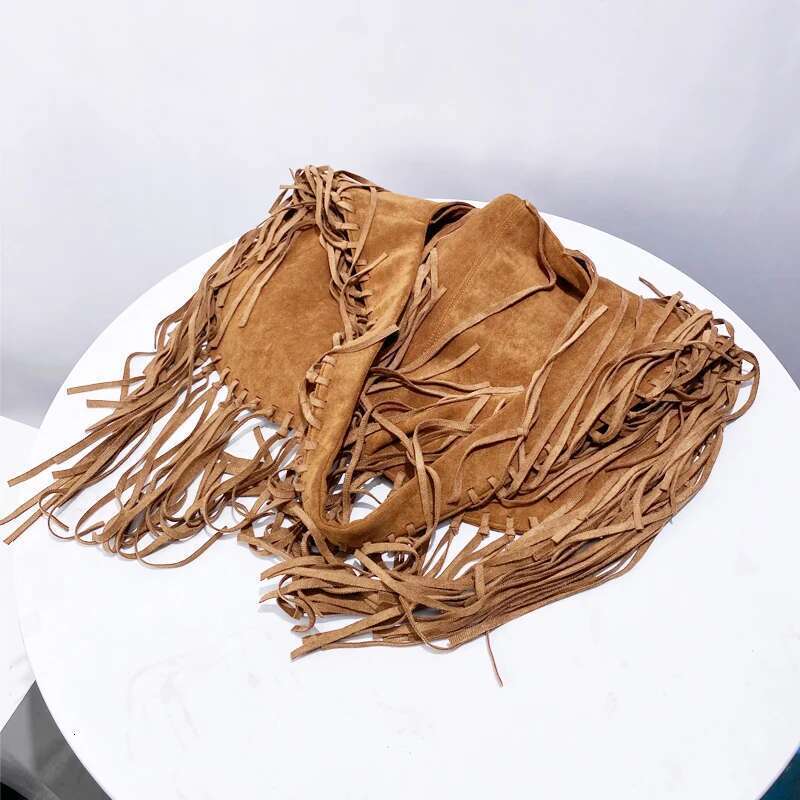 Faux Suede Hobos Bags For Women Designer Handbags And Purses 2024 New In Vintage Tassel Large Capacity Underarm Shoulder