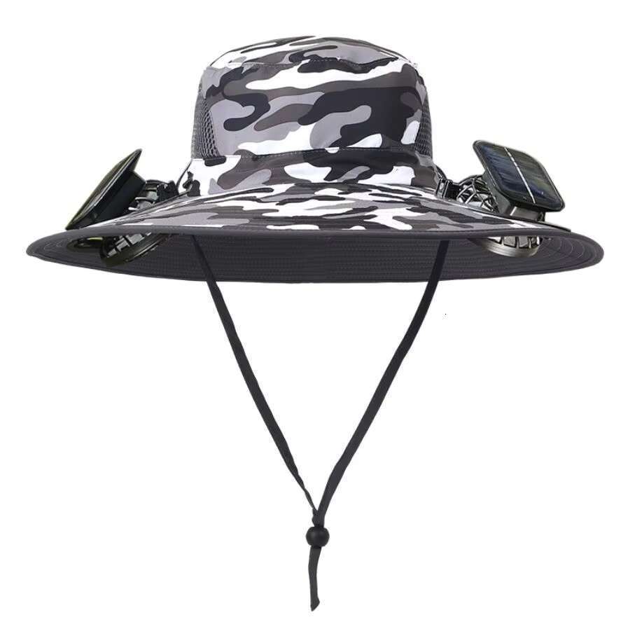 Detachable Solar Charging Fan Built in Wide Brimmed Summer Outdoor Sun Men Mountaineering Fishing Visor Hat