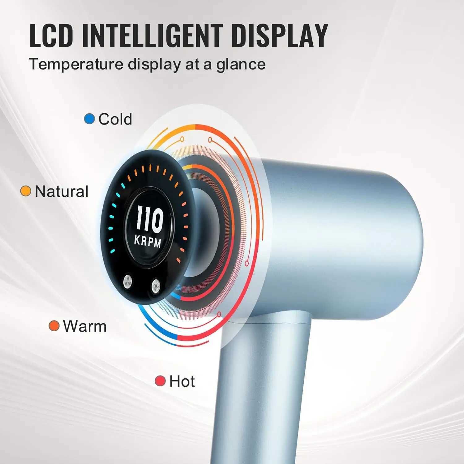 High-Speed Hair Dryer with 105000RPM Brushless Motor 200 Million Negative Ions Hair Blow Dryer 4 Temps 3 Speeds z250520
