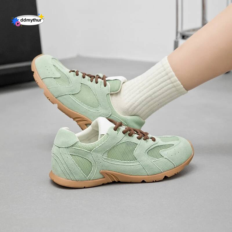 Sneakers Spring Summer 2025 New Genuine Leather Retro Fashion Casual Flats Lace-up German Training Shoes Women ddmythur