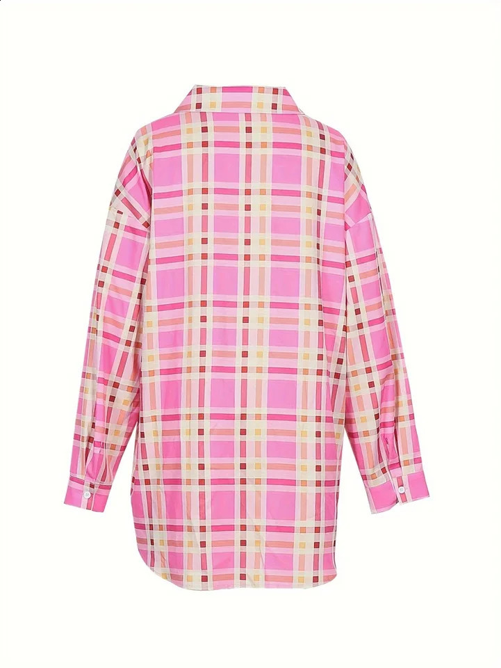 Plus Size SpringSummer Womens Clothing Solid Color Single Row Button Pink Casual 250428