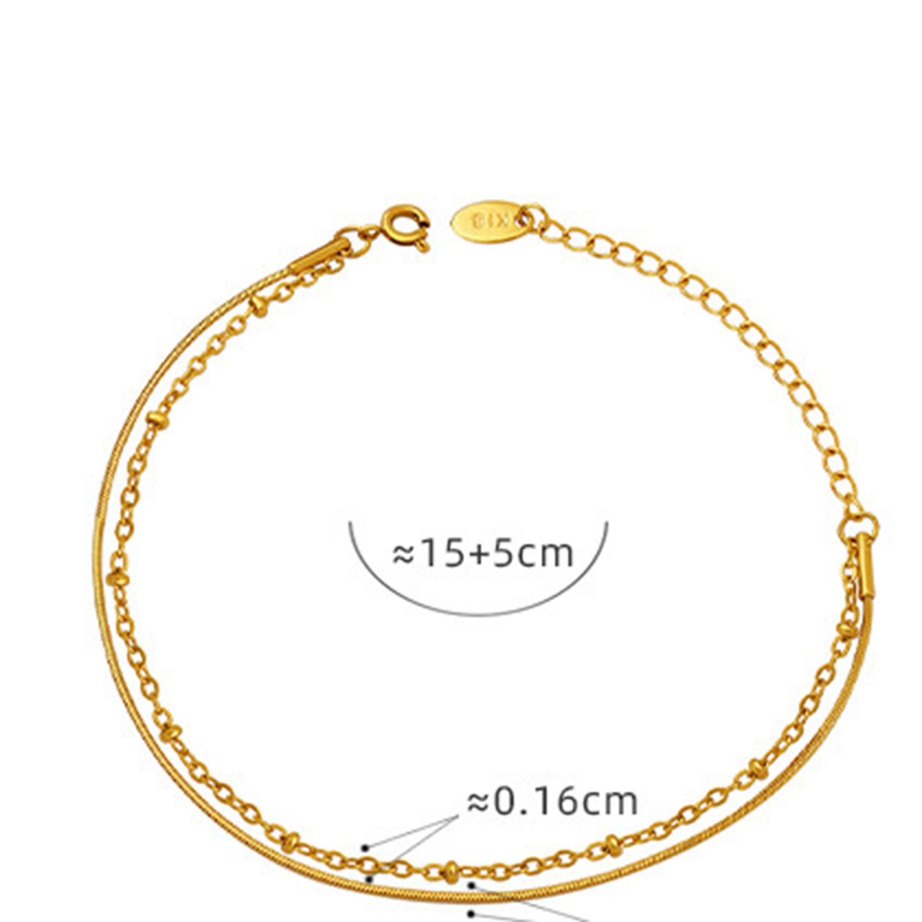TUPMI Dainty Layering Bracelets for Women 18 k Gold Plated Fashion Adjustable Chunky Cuban Snake Link Chain Bracelets Double-layer Jewelry for Women G