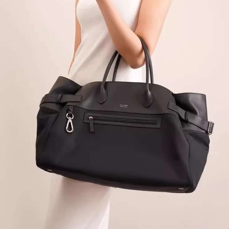 2024 Elegant And Fashionable Niche New Women's Nylon With Leather Splicing Large Capacity Handbag Casual Tote Bag
