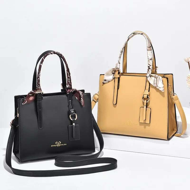 Elegant Ladies Shoulder Messenger Bag Simple PU Lether Square New Fashion Women Bags Large Capacity Silk Scarf Handbag