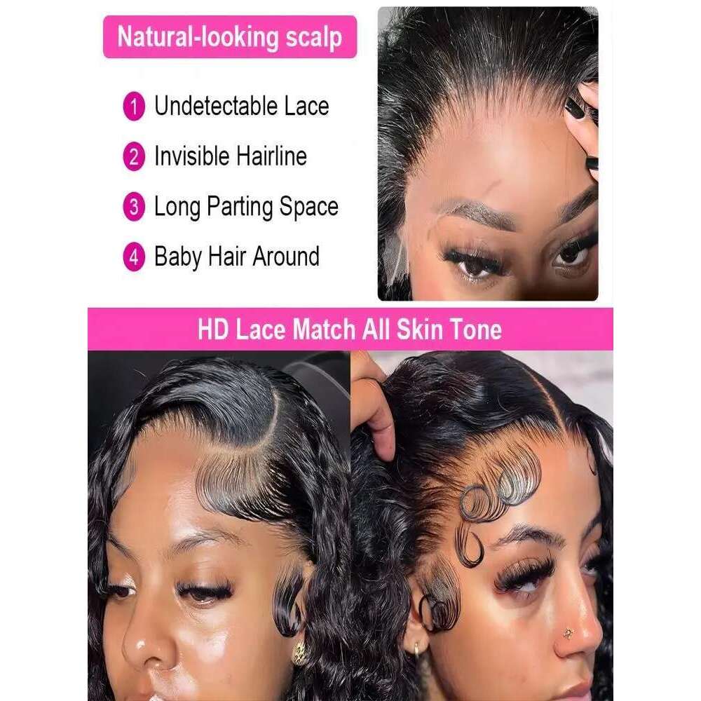 200 Density Curly Wig 13X6 Human Hair 13X4 HD Transparent Lace Frontal Wigs Deep Water Wave For Women 40 42 46 Inch