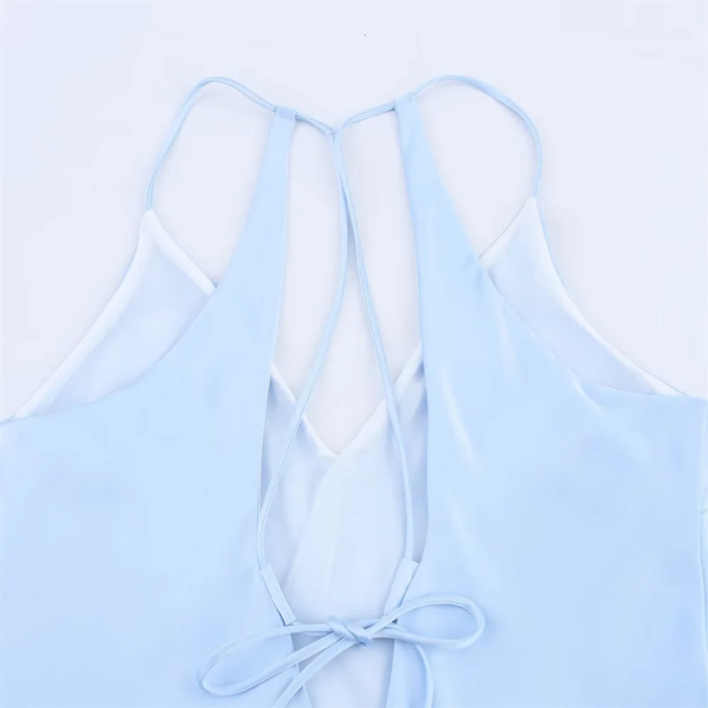 UNIZERA Womens Underwear Silk Texture Midi Hanging Neck Strap Dress SpringSummer Product Casual Wear 250520