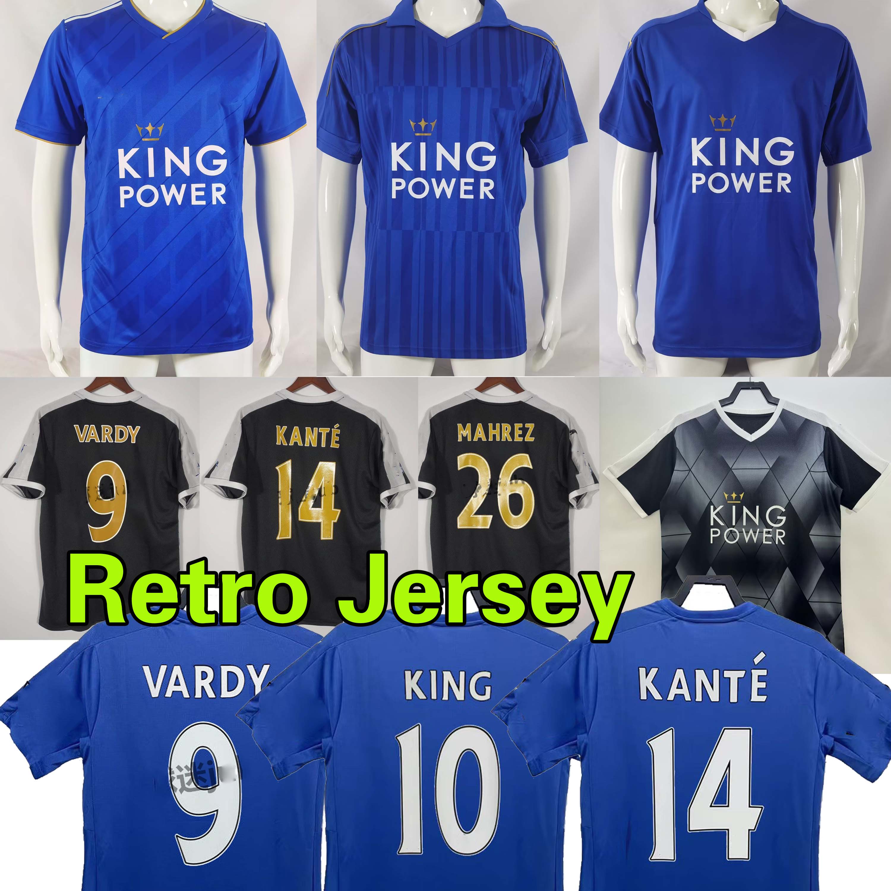 2015 2016 Leicester Retro Soccer Jerseys 15 16 17 18 19 VARDY KING KANTE MAHREZ Home Away Classic Vintage Football Shirt MEN Camiseta Futbol Shirts uniforms