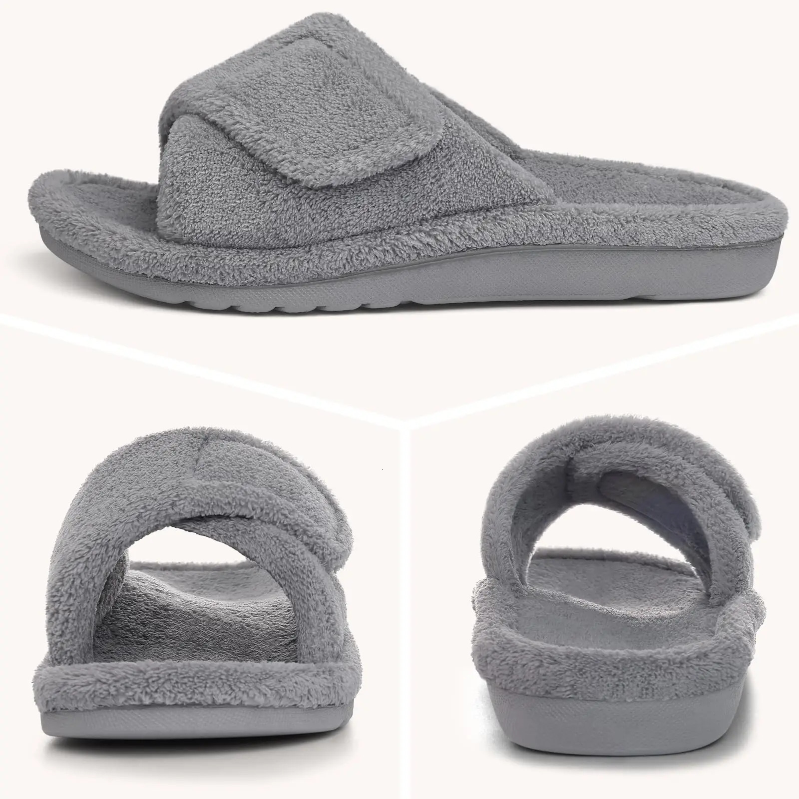 Comwarm Adjustable Fur Women Slippers Fashion Fluffy Women House Slippers Orthopedic Open Toe Women Cotton Shoes Arch Support 250516
