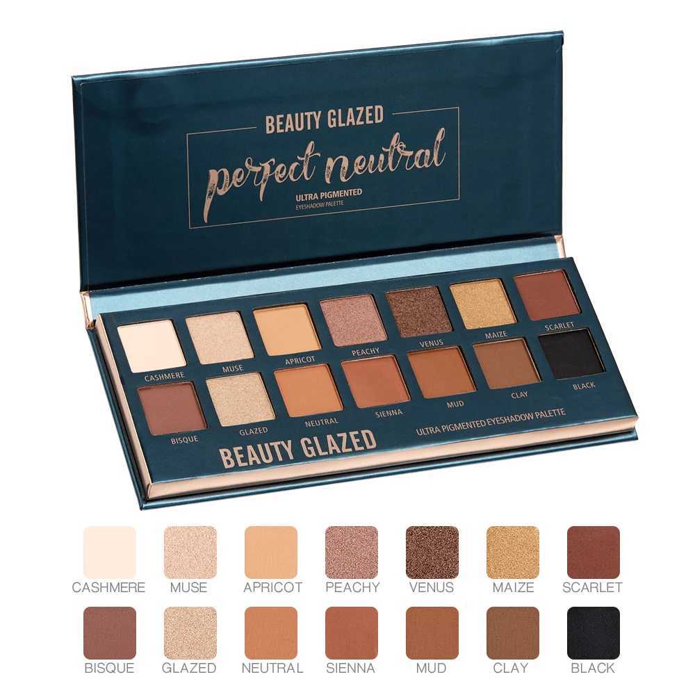 BEAUTY GLAZED Nude Matte 14 Colors Eye shadow Cosmetics Palette Glitter Eyeshadow PaletteXJ250520