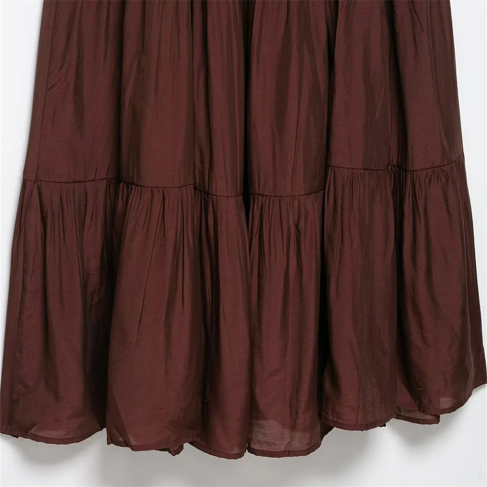 womens casual and elegant n with a European American style layered pleated long dress 250520