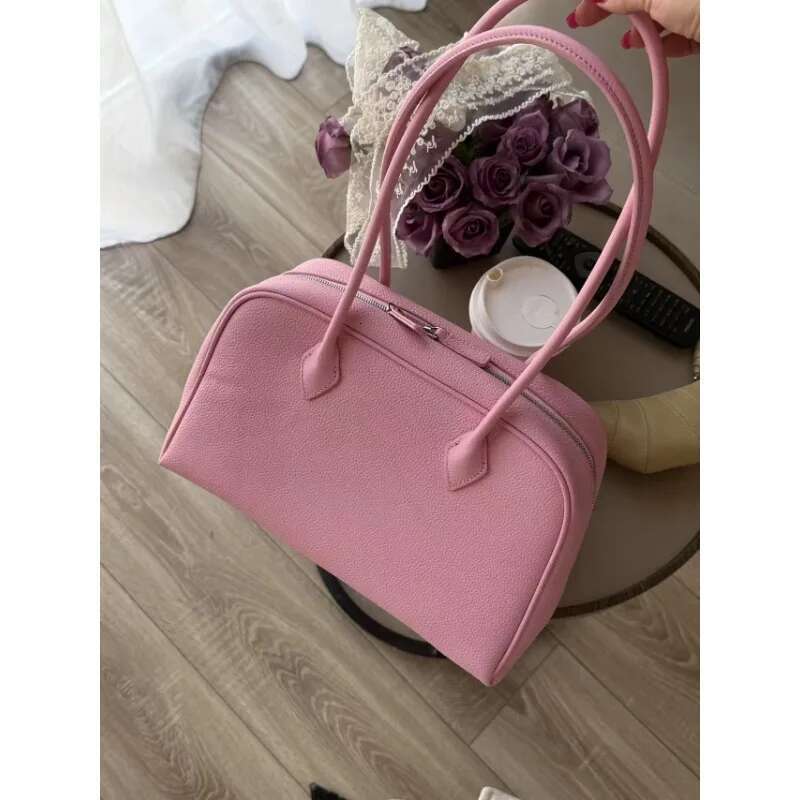 High Quality Designer Bags VOAETEC 2025 New Korean Version Niche Design First-Layer Cowhide Boston Commuter Leisure Large-Capacity Shoulder Bag Luxury