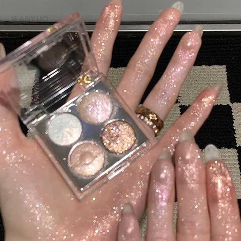 Sparkling Eyeshadow Palette Glitter Pink Purple Coral Pearlescent Shimmer Baking Powder Diamond Eyeshadow Korean Cosmetic MakeupXJ250520