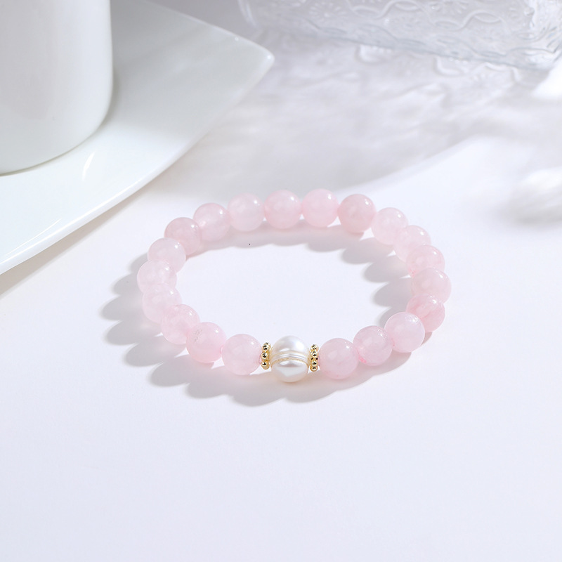 Yellow Hair Crystal Natural Uruguayan Solid Color Single Circle Bracelet Women's Grey Moonstone Beads Simple Handstring Gift