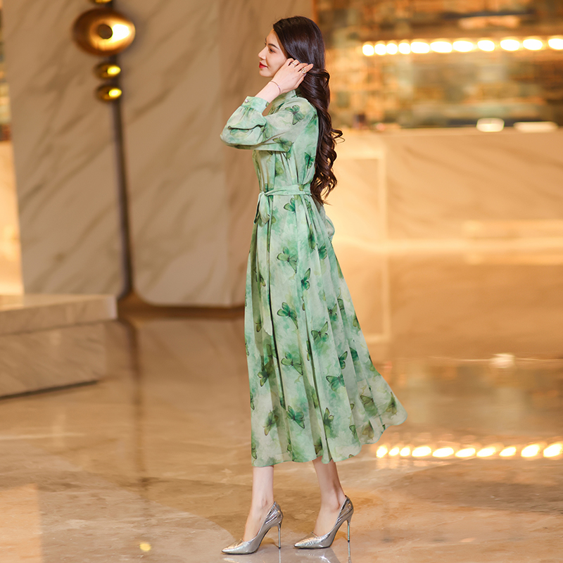 summer chinesestyle cheongsam maxi dresses for women exuding highend elegance charm with short sleeves printed chiffon fabric and a onepiece design