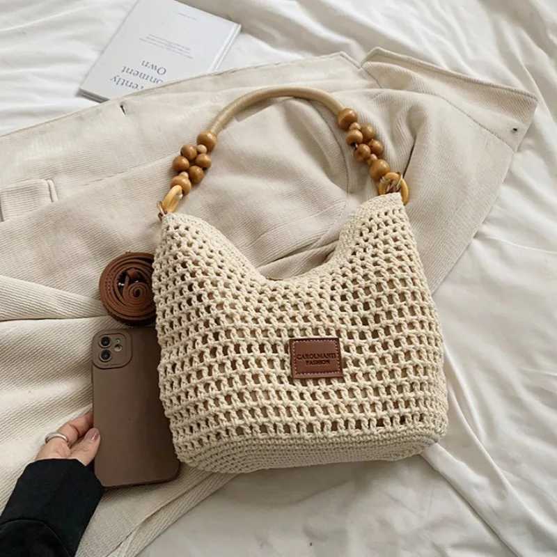 Beach Summer Bag for Women Mesh Woven Shoulder Bag Adjustable Strap Handbag Large Capacity Hobo Bag for Travel Vacation M250520