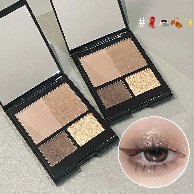 New 4-Color Eyeshadow Palette Earth Brown Matte Glitter Eyeshadow Natural Brighten Pearlescent Shimmer Eye Shadow Makeup PaletteXJ250520