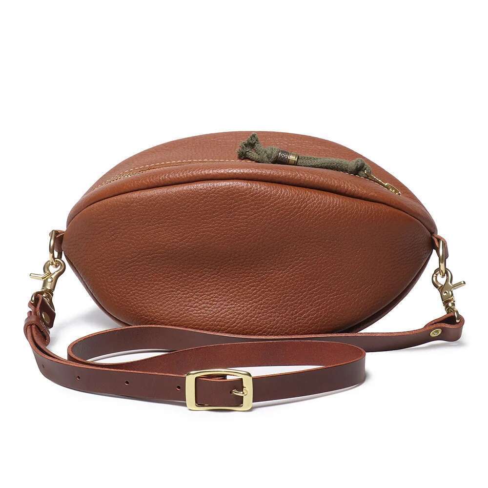 New men's football breast bag first layer cowhide crossbody trendy personalized vegetable tanned leather small backpack