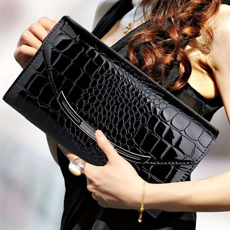 Patent Leather Women's Large Capacity Chain Clutch Single Shoulder Straddle Bag
