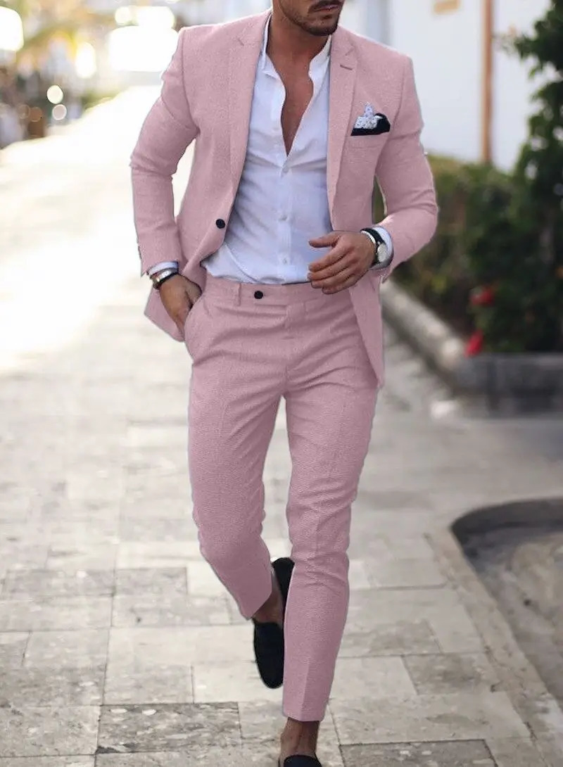 Solid Wedding Mens Suit Slim Fit Notch Lapel Blazer Formal Business Tuxedos 3Piece Two Buttons JacketPants for Party Prom 250514