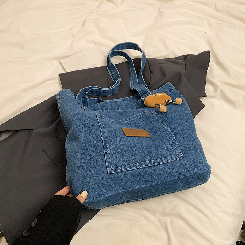 Free Delivery Designer Bag Cowboy Canvas Shoulder For Women Large Capacity Shopping Niche Art Tote Japanese And Korean Casual Versatile Hand Luxury Ba