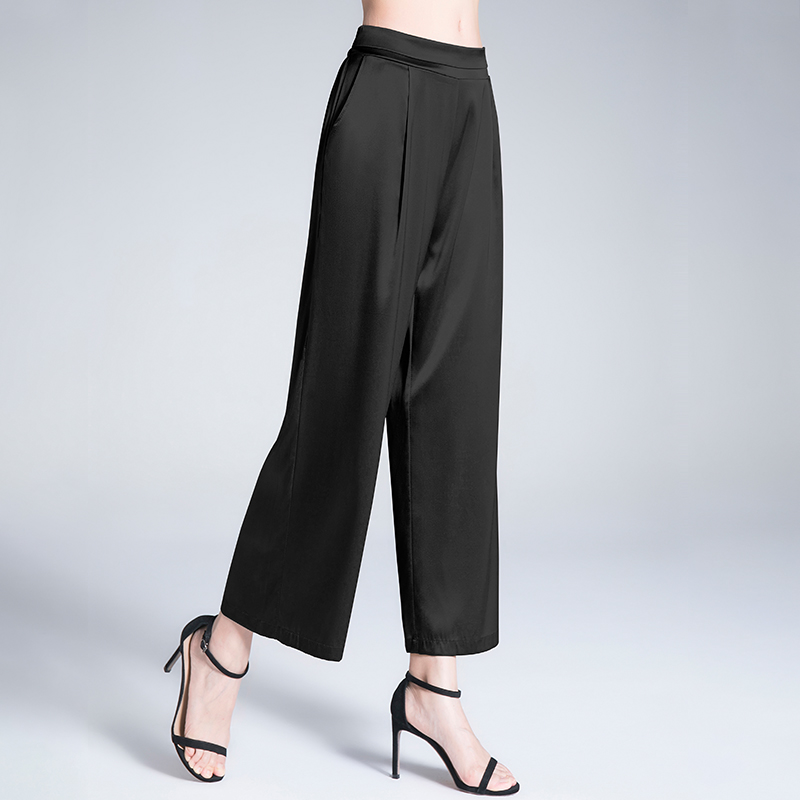 OC60502 Duty Free Women's Straight-Legged Trousers Made of Fine Mulberry Silk - Lightweight & Flowing Design