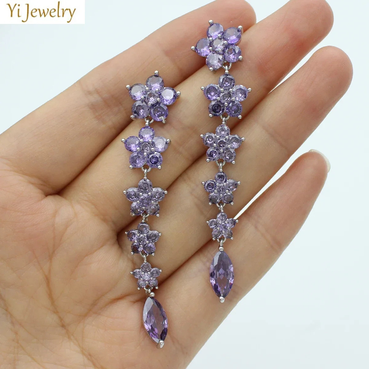 Cute White Purple Red Flower Earrings Long Tassel Sweet Colorful Floral Pendant Earrings Dailr Wear Beach Party Jewelry Gift 250520