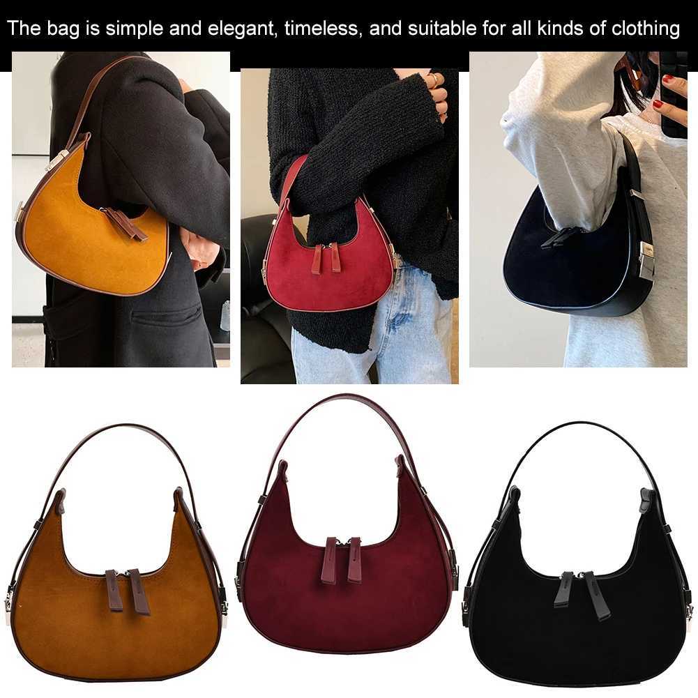 Women Crescent Bag Versatile Vintage Shoulder Bag Casual Satchel Hobo Bag Small Armpit Bag Girl Stylish Purse M250520