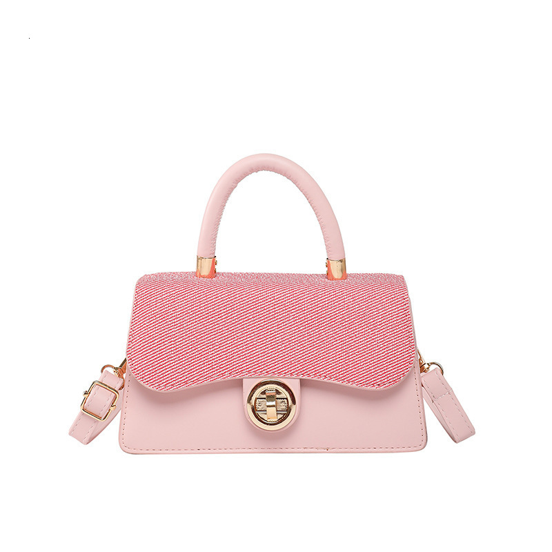 Korean style simple and fashionable 2025 lock buckle contrasting color commuting women's western-style crossbody with bill of lading shoulder sma