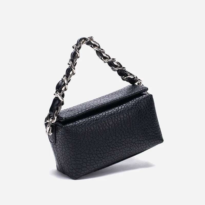 Trendy Texture Chain Crossbody Bag, Fashionable Lychee Pattern Temperament, Versatile Bag For Women