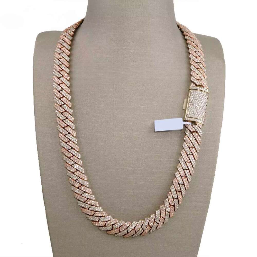 Hip Hop Jewelry Custom 14mm Real 14K Yellow Gold CVD VS Lab Grown Dia Iced Out Cuban Link Chain and Bracelet for Men Women