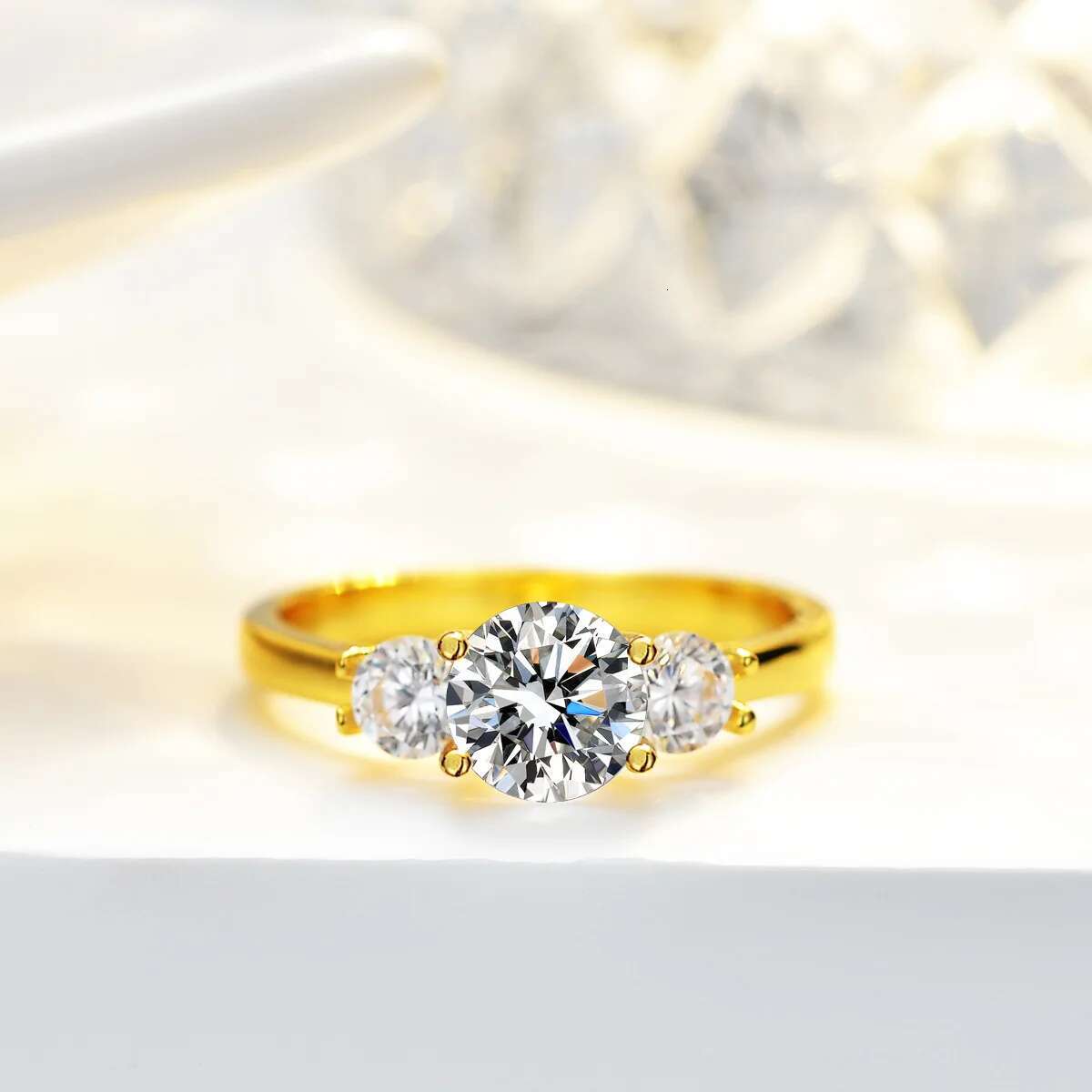 D Color Women Moissanite Ring s925 Silver 4mm Moissanite Row Ring for Women Luxury Yellow Women Full Moissanite Rings 2023