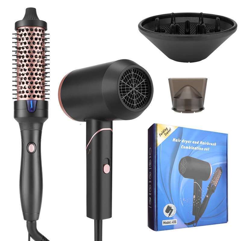 RESUXI Women's 2 in 1 Household High Power + Negative Ion Straight Comb Set Dryer Curling Iron Hair Salon